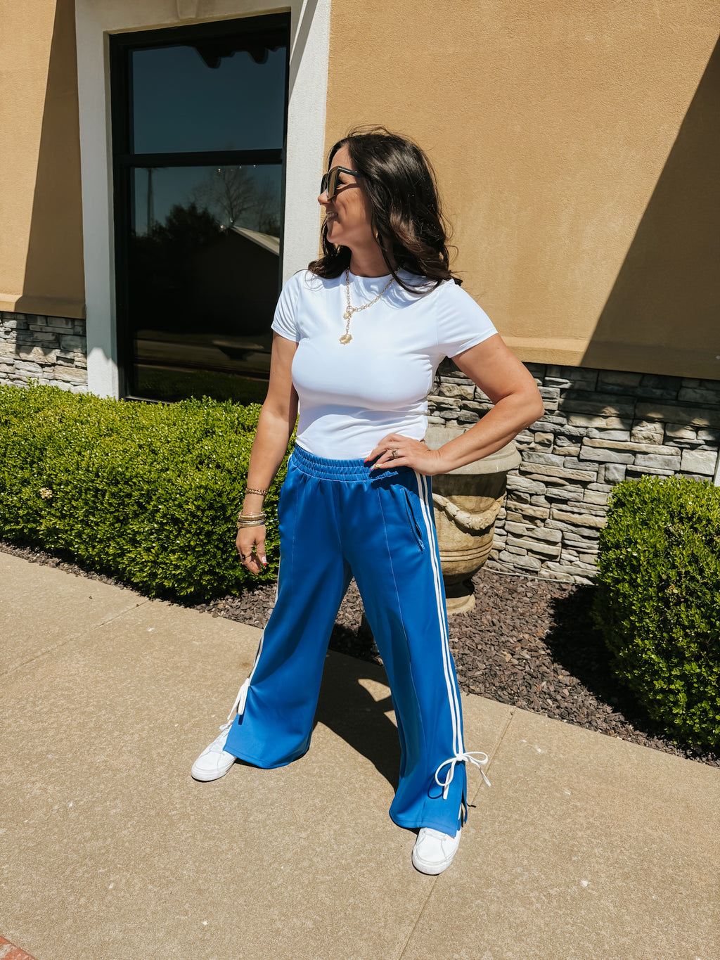Bow Track Pants - Blue