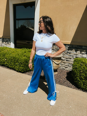Bow Track Pants - Blue