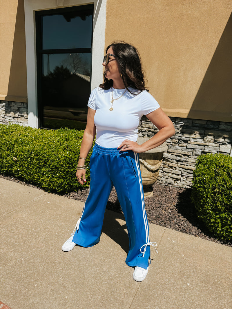 Bow Track Pants - Blue