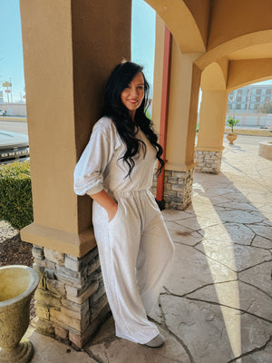 IYKYK Grey Banded Jumpsuit