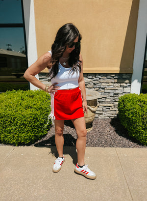 Bow Track Skirt - Red