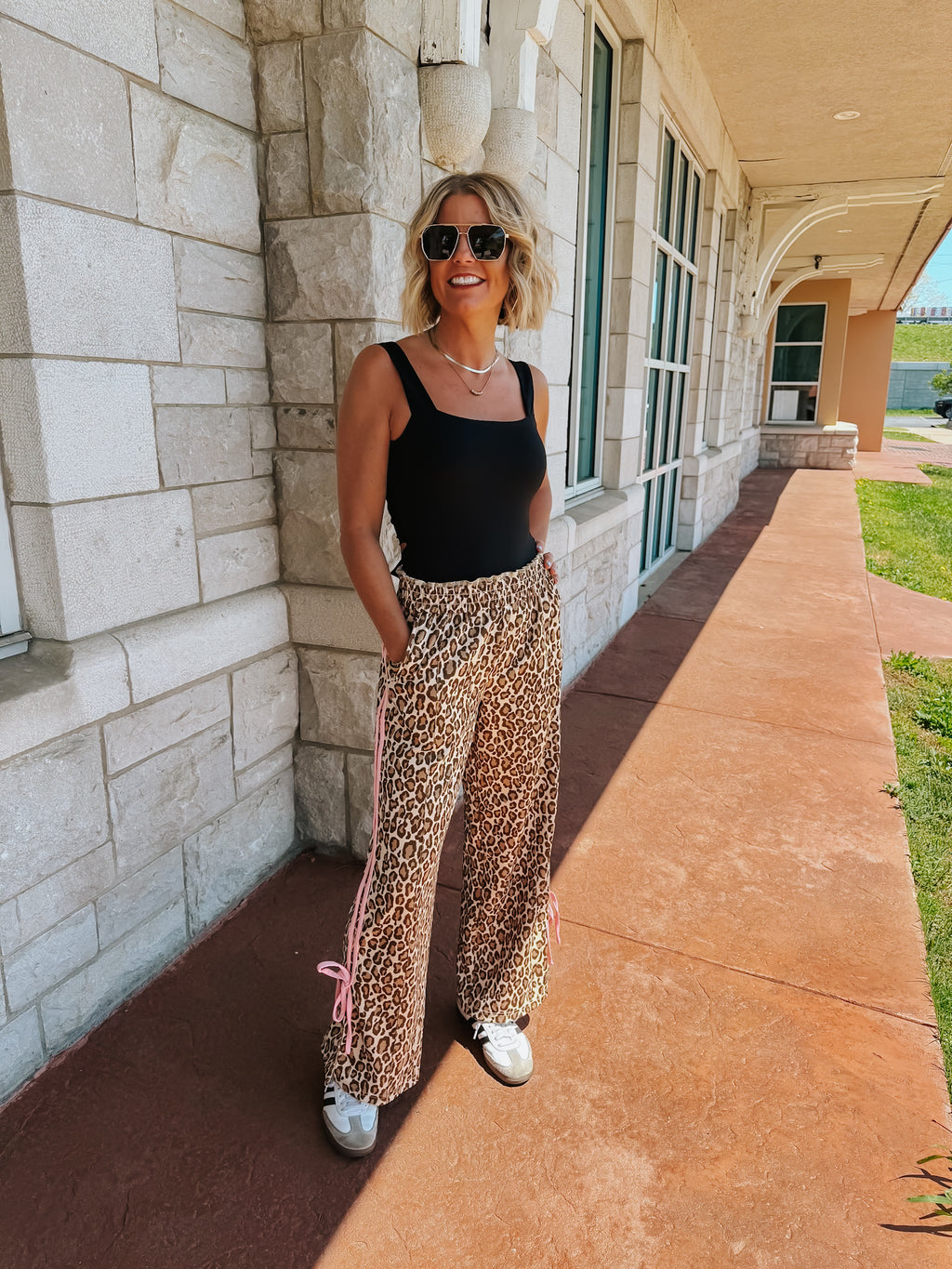 Bow Track Pants - Leopard