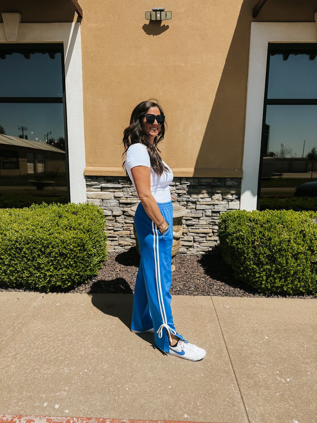 Bow Track Pants - Blue