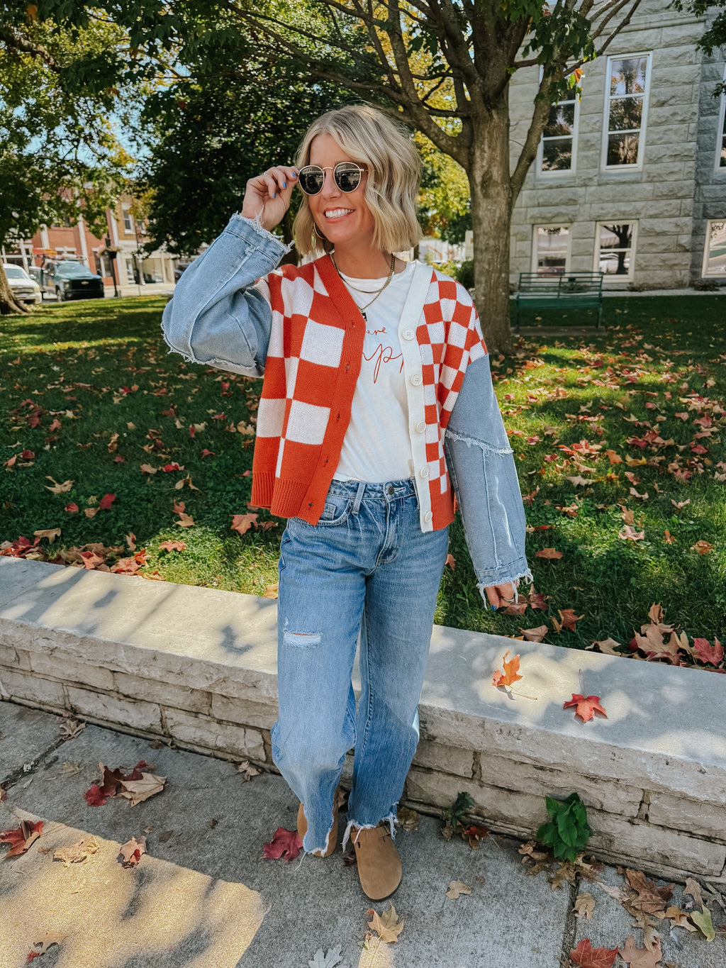 “Pumpkin” Checkered Cardi