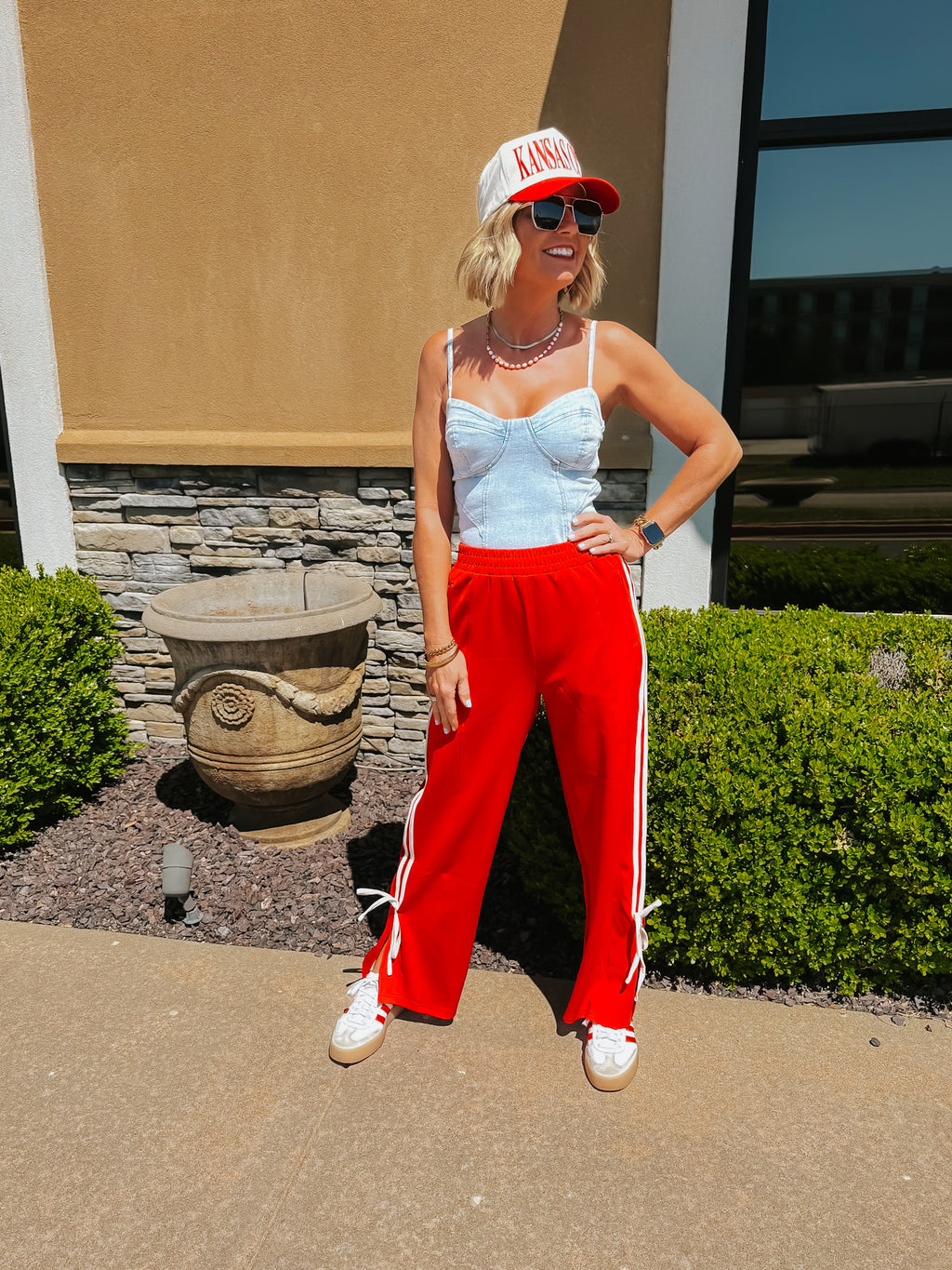 Bow Track Pants Red