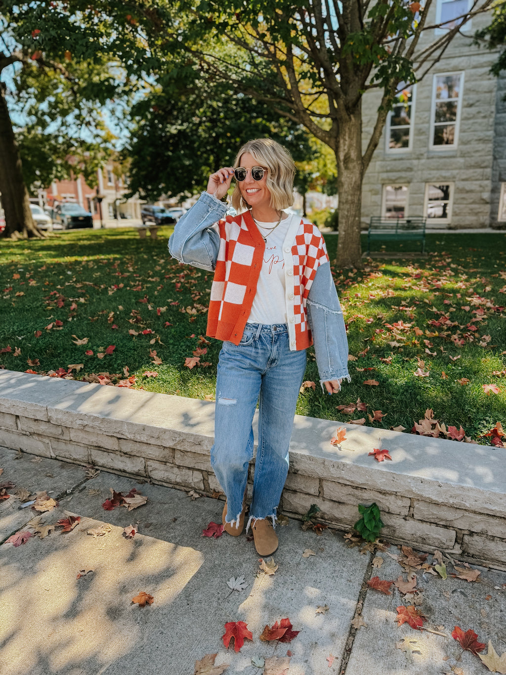 “Pumpkin” Checkered Cardi