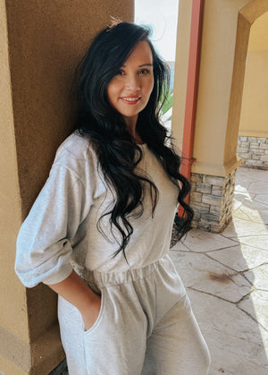 IYKYK Grey Banded Jumpsuit