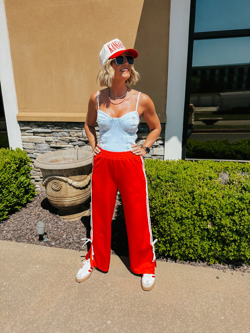 Bow Track Pants Red