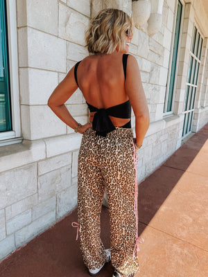 Bow Track Pants - Leopard