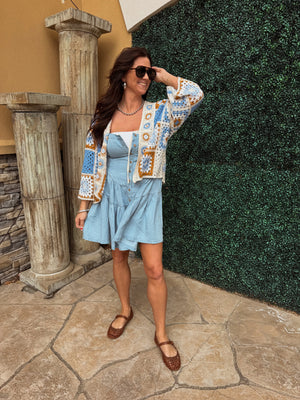 Bluey Granny Squared Cardigan