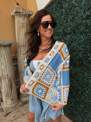 Bluey Granny Squared Cardigan