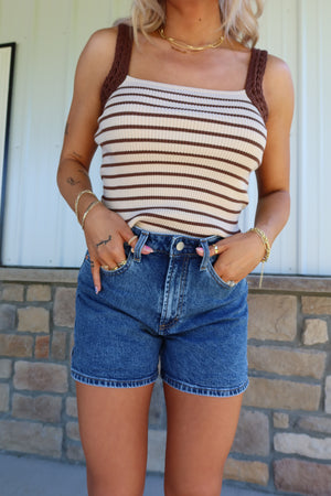 Mama Rands Chocolate Striped Knit Tank