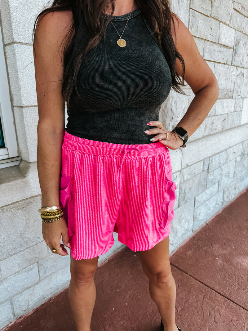 Cargo Fuchsia Pocket Shorts