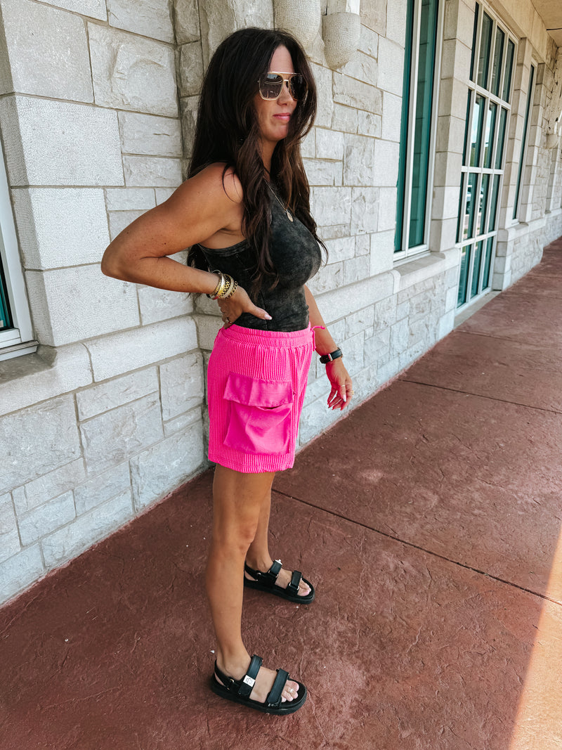 Cargo Fuchsia Pocket Shorts