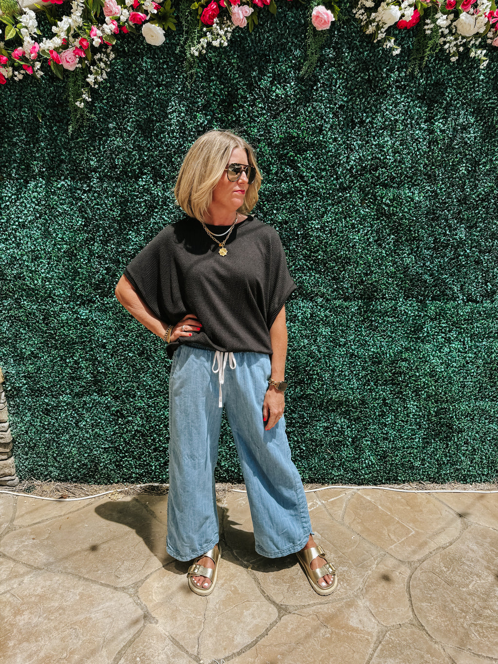 Textured Knit Top - Black