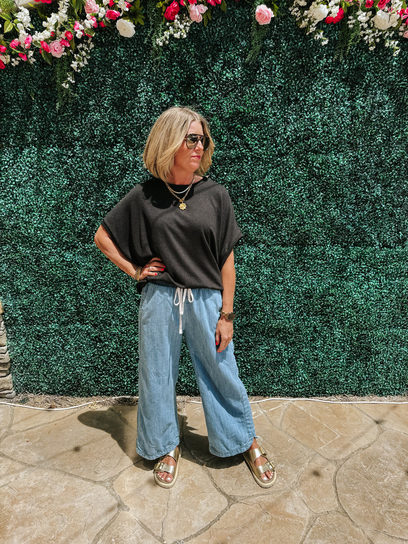 Textured Knit Top - Black