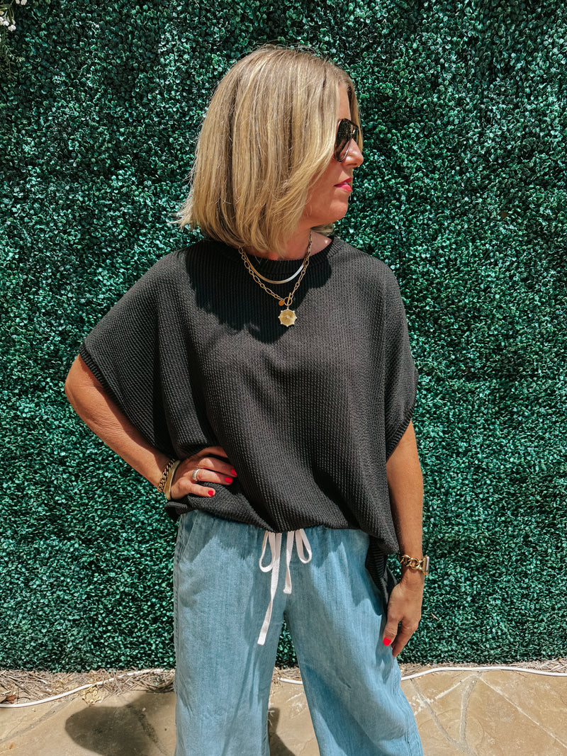 Textured Knit Top - Black