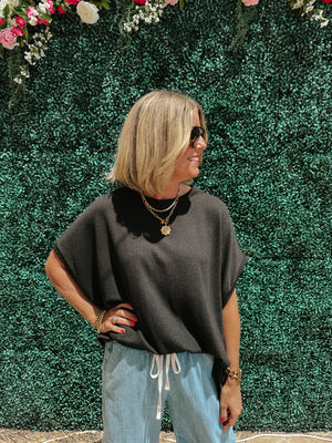 Textured Knit Top - Black