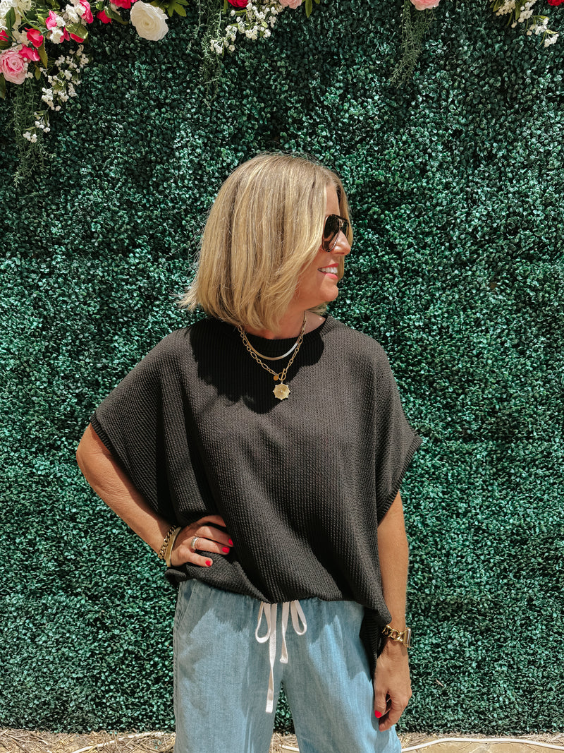 Textured Knit Top - Black