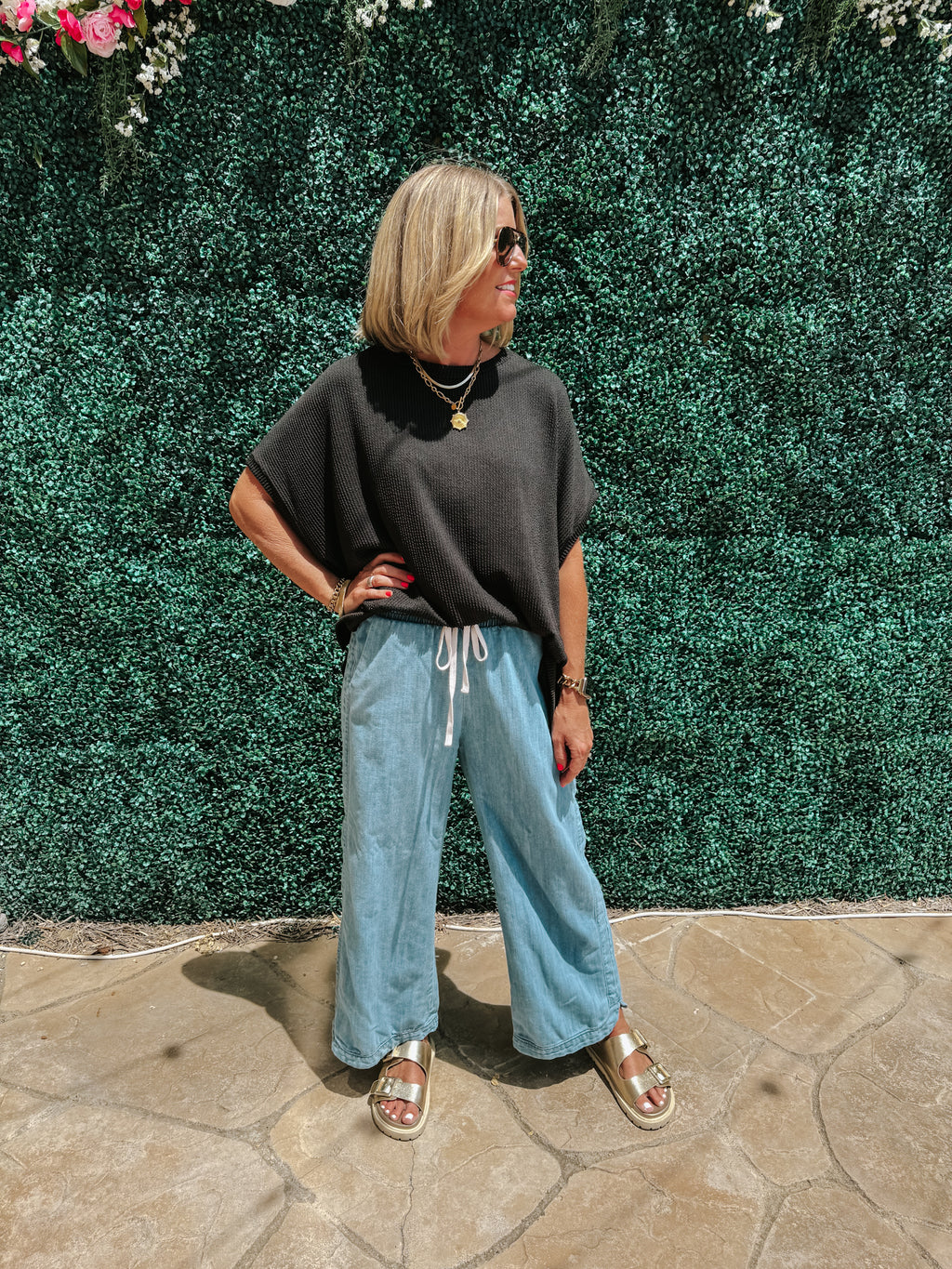 Textured Knit Top - Black