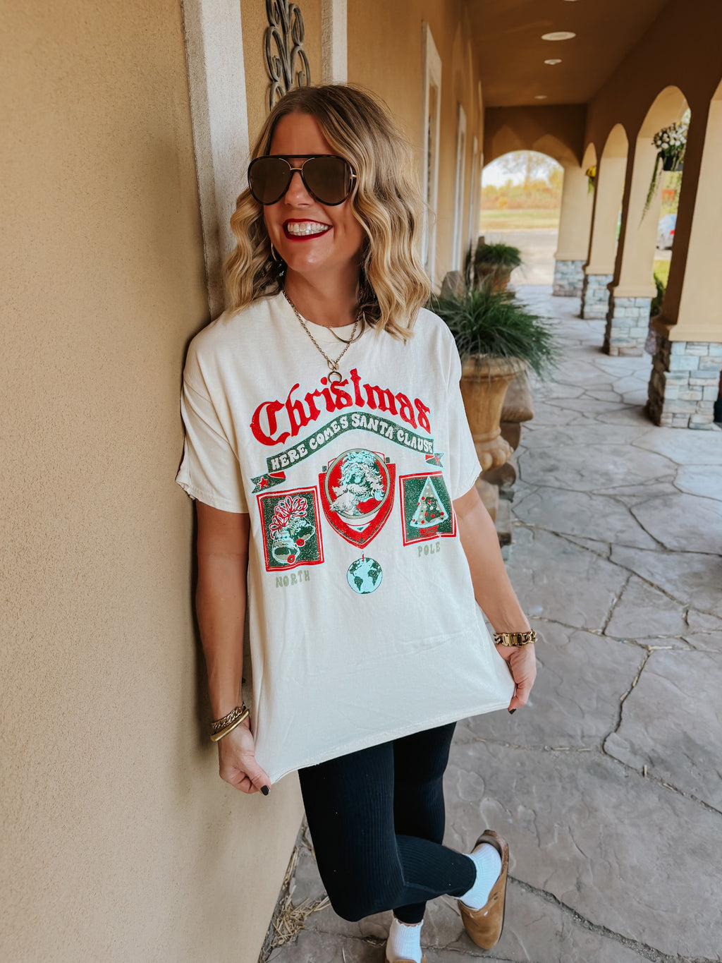 Christmas Patch Cream Tee