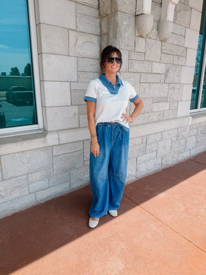 Harvey Denim Collared Top