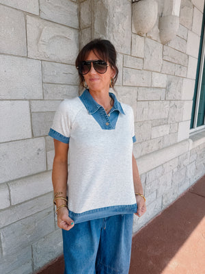 Harvey Denim Collared Top
