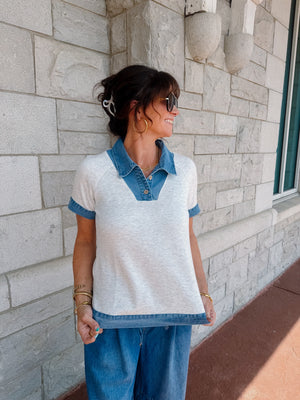 Harvey Denim Collared Top