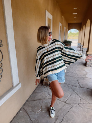 Freddie Striped Mockneck Top
