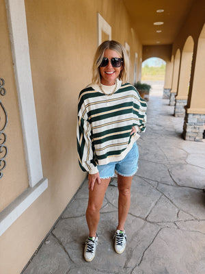 Freddie Striped Mockneck Top