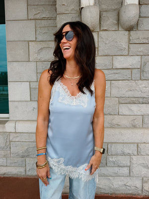 Leave It To Lace - Blue Tank