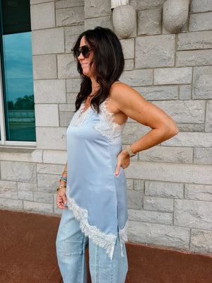 Leave It To Lace - Blue Tank