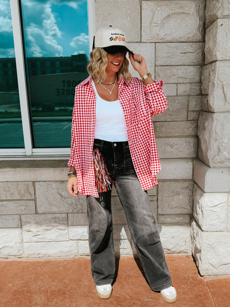 Ruby Checkered Button Up