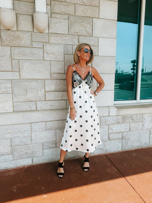 Swooned Polka Dot Midi Dress
