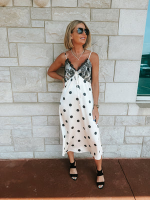 Swooned Polka Dot Midi Dress