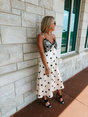 Swooned Polka Dot Midi Dress