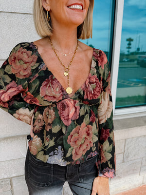 Rhodes Floral Flutter Top