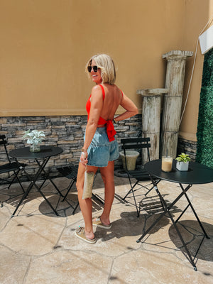 Tie Back Bodysuit - Red