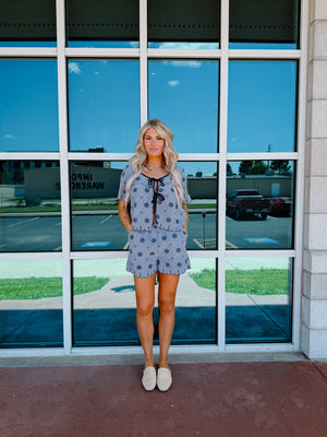 Mama Rands Floral Gingham is Navy Set
