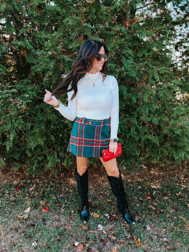 Christmas Plaid Holiday Skort