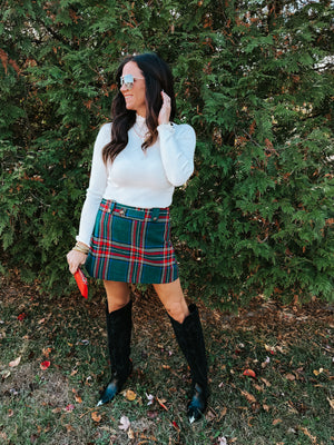 Christmas Plaid Holiday Skort