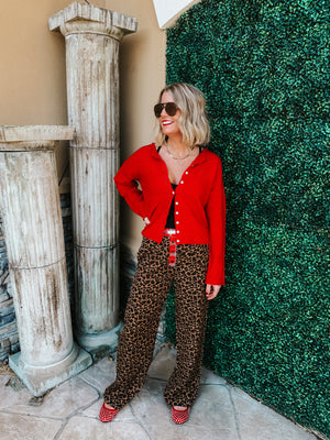 Red Essential Cardigan
