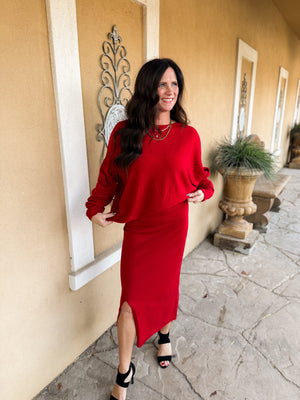 Warm Sweater Set - Red