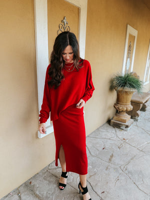 Warm Sweater Set - Red