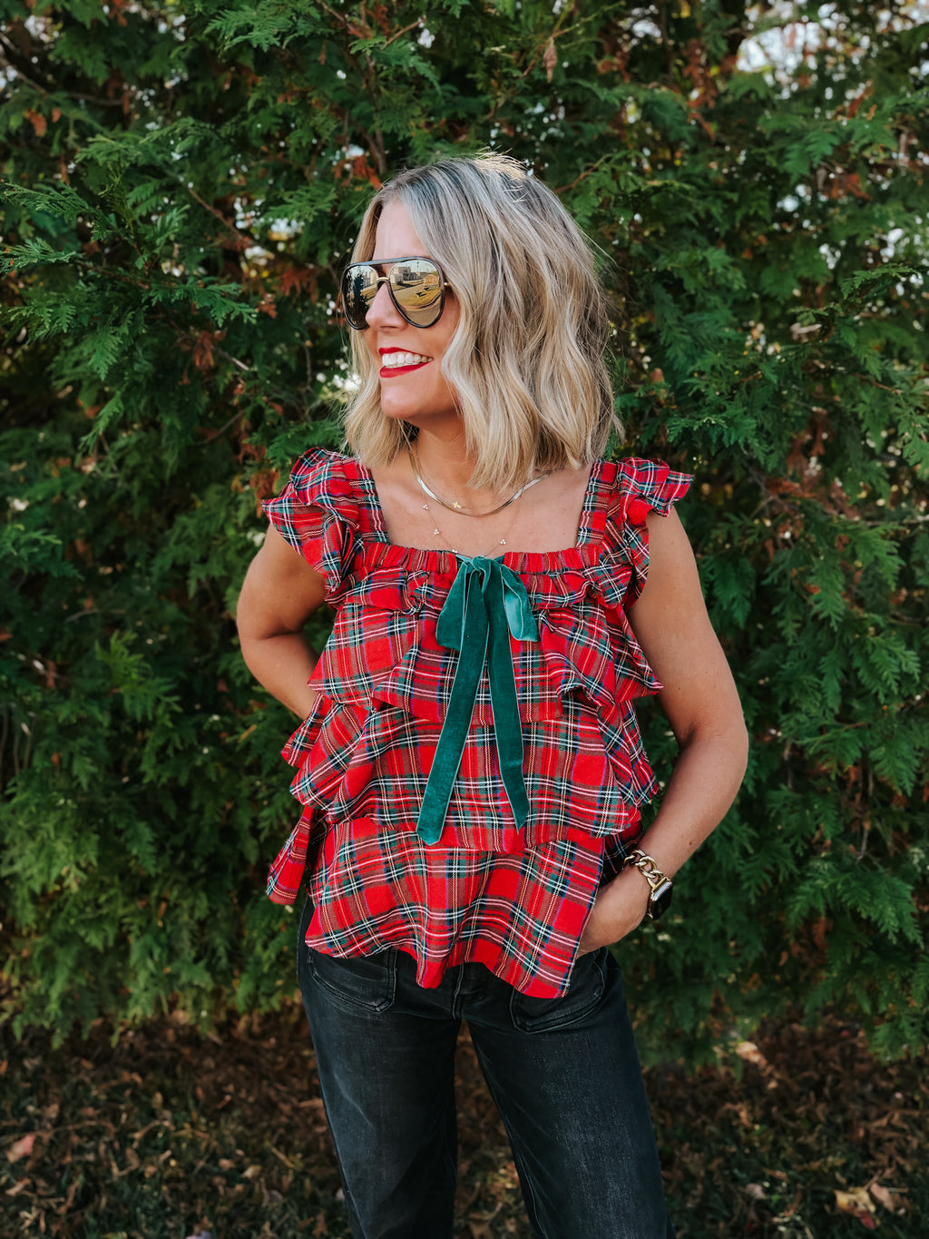 Seasonal Cheer Ruffled Top