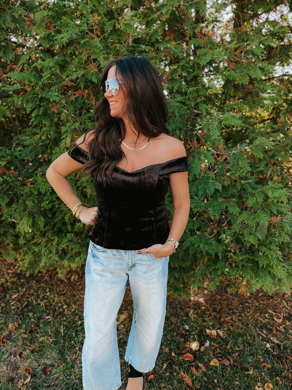 Caroling Black Velvet Top