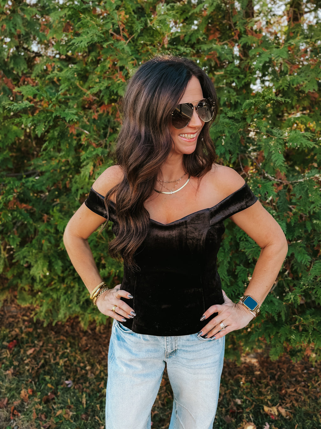 Caroling Black Velvet Top