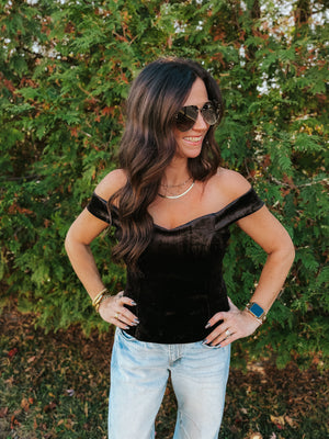 Caroling Black Velvet Top