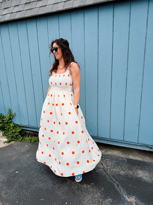 Weekender Red & Cream Polka Dot Dress