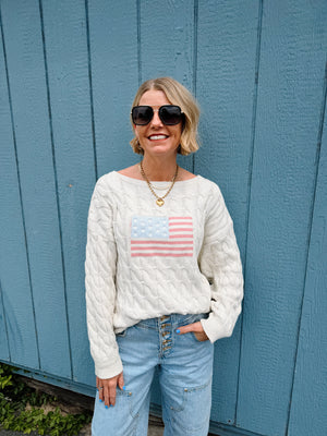American Honey Cream Flag Sweater